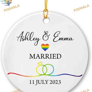 LGBTQ Married Couple Christmas Ornament 2023, Personalized Pride Keepsake