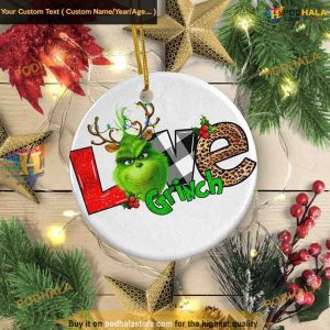 LOVE Green Monster Reindeer Ornament, Grinchmas Decorations 2023