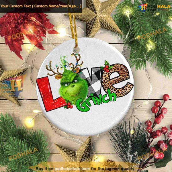 LOVE Green Monster Reindeer Ornament, Grinchmas Decorations 2023