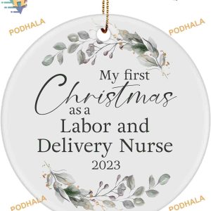 Labor & Delivery Nurse's First Christmas Ornament 2023, Custom Family Ornaments