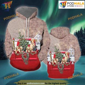 Labs in Old Red Truck 3D Funny Hoodie Christmas, Xmas Gifts