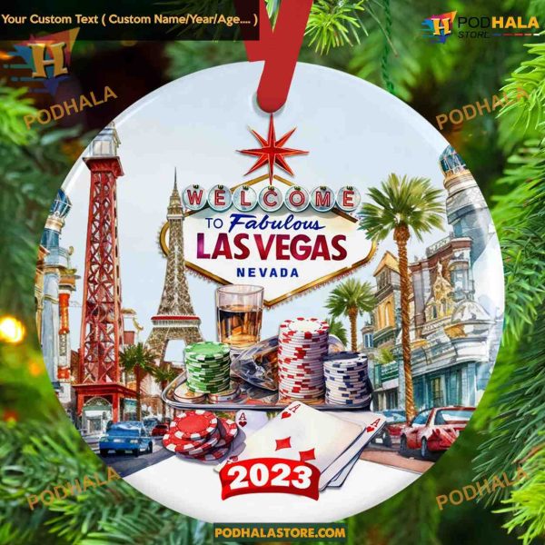 Las Vegas 2023 Watercolor Strip Ceramic Christmas Souvenir Ornament
