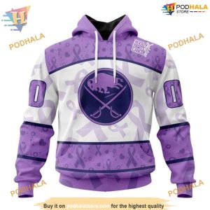 Lavender Fight Cancer Buffalo Sabres Personalized NHL Hoodie Special 3D 1