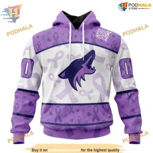 Lavender Fight Cancer NHL Arizona Coyotes Hoodie 3D Personalized Arizona Coyotes Apparel 1
