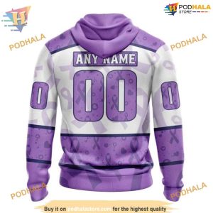 Lavender Fight Cancer NHL Arizona Coyotes Hoodie 3D Personalized Arizona Coyotes Apparel 2