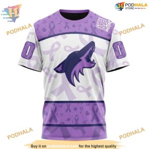 Lavender Fight Cancer NHL Arizona Coyotes Hoodie 3D Personalized Arizona Coyotes Apparel 3