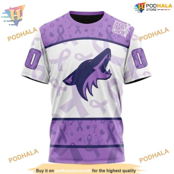 Lavender Fight Cancer NHL Arizona Coyotes Hoodie 3D, Personalized Arizona Coyotes Apparel