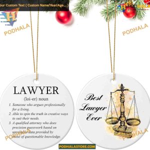 Lawyer Christmas 2023 Ornament, Personalized Scales of Justice Decor