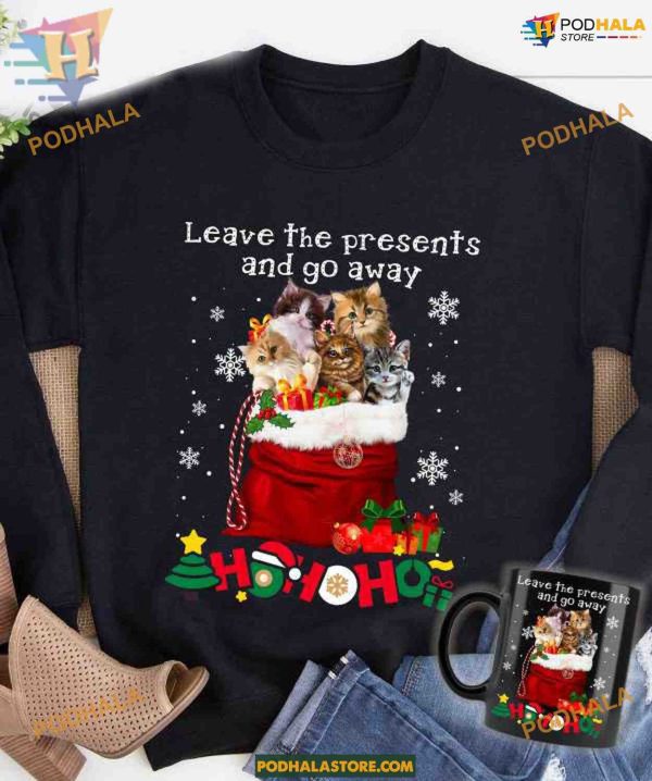 Leave Presents Christmas Cat Shirt, Matching Family Christmas Shirt