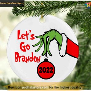 Let's Go Brandon Grinch Xmas Ornament, Funny 2023 Grinch Christmas Decor