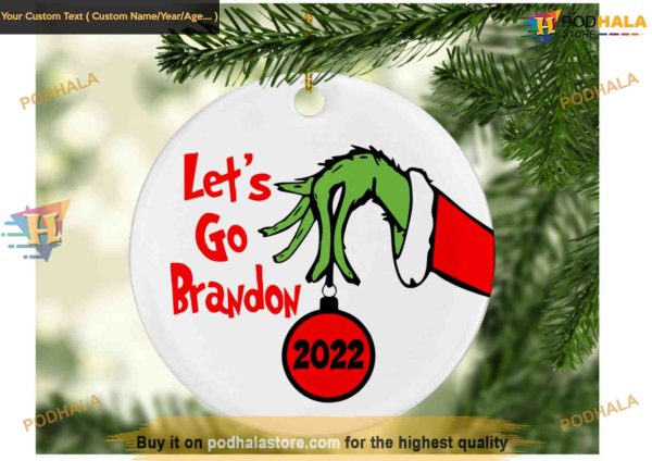 Let’s Go Brandon Grinch Xmas Ornament, Funny 2023 Grinch Christmas Decor