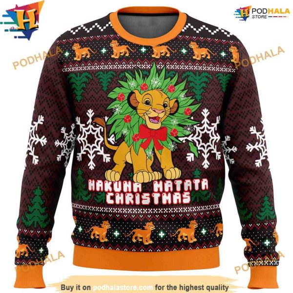 Lion King Simba Ugly Xmas Sweater, Funny Christmas Gift Ideas for Fans