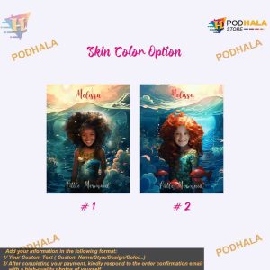 Little Mermaid Personalized Photo Face Blanket for Daughter Custom Fleece Kids Gift 2