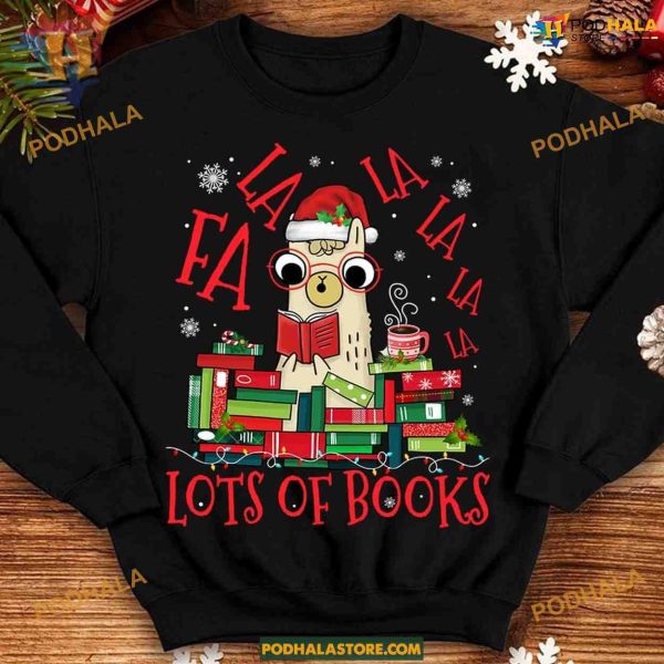 Llama Reading Book Christmas Shirt, Family Christmas Shirt Ideas