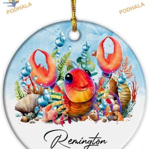 Lobster Christmas Ornament 2023 Ornament, Personalized Sea Life Keepsake Ornament
