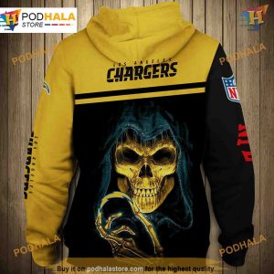 Los Angeles Chargers Skull 3D Hoodie Pullover Sweatshirt 2