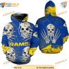 Los Angeles Rams 3D Hoodie, Halloween Skull Graphic
