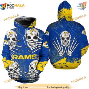 Los Angeles Rams 3D Hoodie, Halloween Skull Graphic