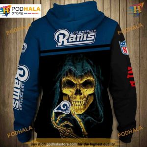 Los Angeles Rams Skull 3D Hoodie NFL Fan Pullover Sweatshirt 2