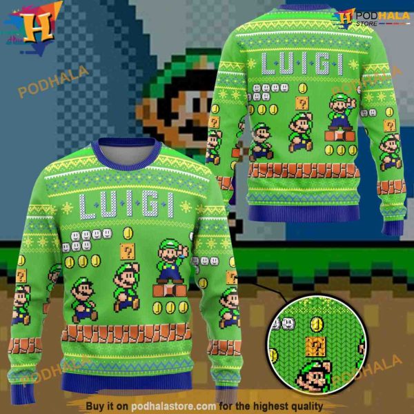 Luigi & Bowser Ugly Christmas Party Sweater, Friends Christmas Fun Wear