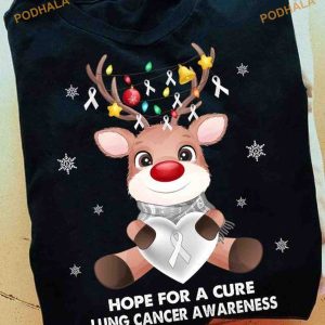 Lung Cancer Reindeer Hope Christmas Shirt, Best Family Christmas Gifts