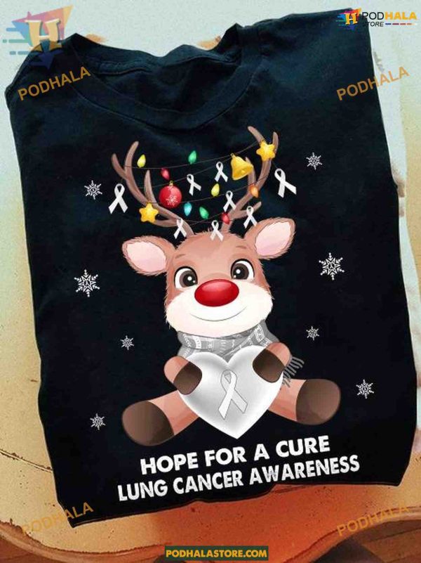 Lung Cancer Reindeer Hope Christmas Shirt, Best Family Christmas Gifts