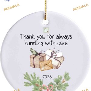 Mailman Appreciation 2023 Personalized Family Christmas Ornaments, Ceramic Gifts