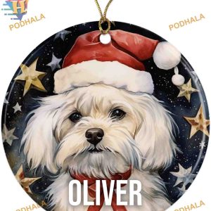Maltese Dog Personalized Ornament, Custom 2023 Pet Ceramic for Dog Parents