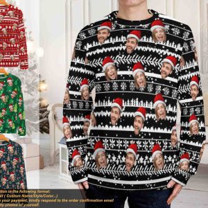 Man's Personalized Ugly Christmas Sweater, Custom Family Face Design