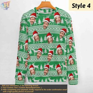 Mans Personalized Ugly Christmas Sweater Custom Family Face Design 5