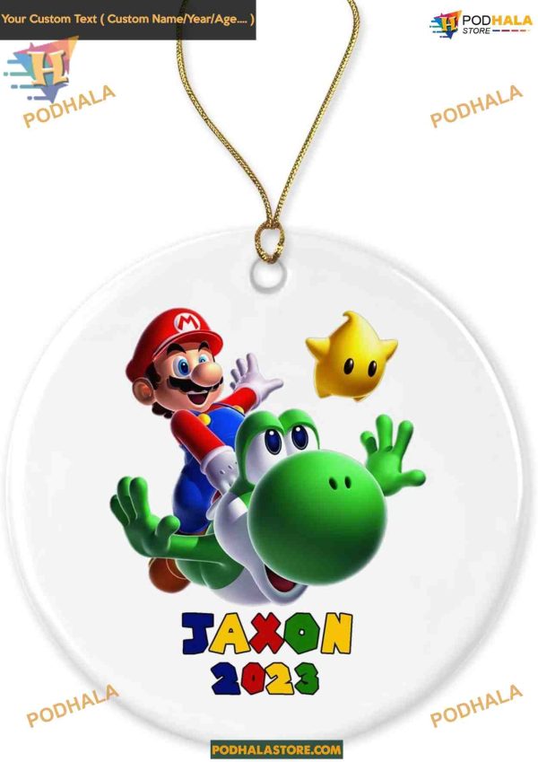 Mario-Super & Friends 2023 Ornament, Custom Name Ceramic Christmas Gift