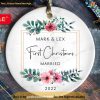 Married & Merry Personalized First Christmas Ornament, Love's Holiday