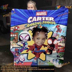 Marvel Spidey Kids Custom Face Blanket Personalized Superhero Blanket 2
