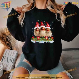 Matching Family Xmas Lights Santa Chicken Christmas Shirt Hoodie