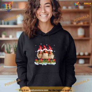 Matching Family Xmas Lights Santa Chicken Christmas Shirt Hoodie 3