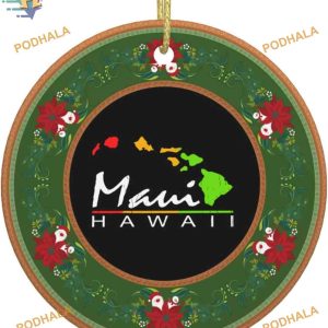 Maui Hawaiian Islands Personalized Family Christmas Ornaments, Ceremic Decor