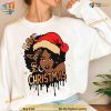 Melanin Christmas Girl Hat Shirt, Matching Family Xmas Shirt