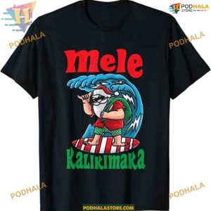 Mele kalikimaka Santa Christmas Shirt, Matching Family Xmas Shirt