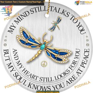 Memorial Dragonfly Christmas Ornament, Sympathy Keepsake Ceramic Gift