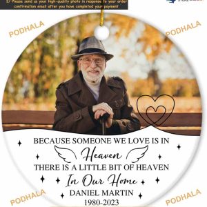 Memorial Xmas Ceramic Ornament 2023 Custom Photo Remembrance Gift