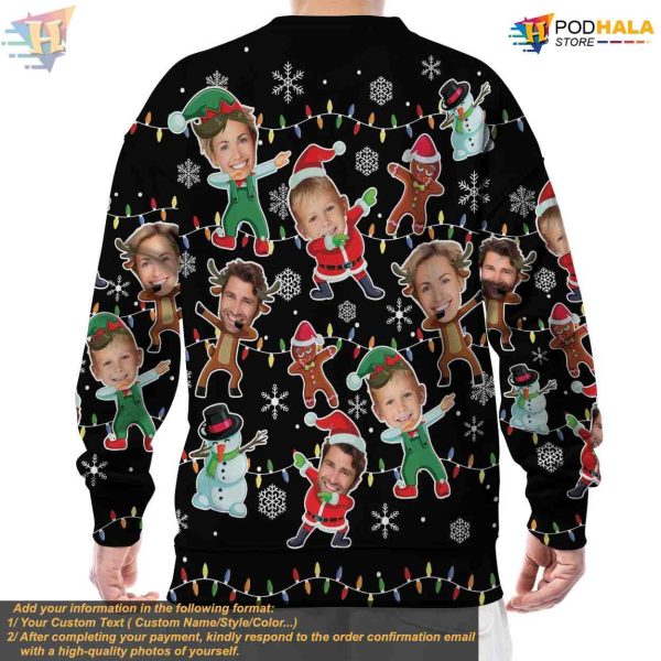 Men’s Custom Face Christmas Sweater, Personalized Funny Led Outfit