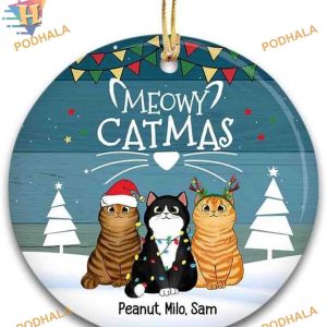 Meowy Catmas Custom Ornament, Personalized Family Christmas Ornaments 2023