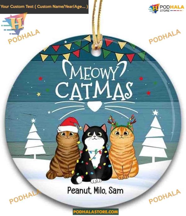 Meowy Catmas Custom Ornament, Personalized Family Christmas Ornaments 2023