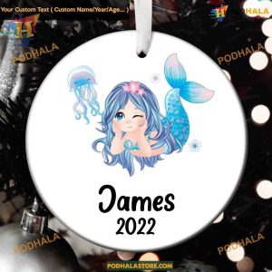 Mermaid Santa Christmas Ornament 2023, Personalized Mermaid Keepsake