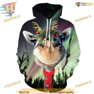 Merry Antelope 3D Hoodie, Funny Xmas Gift Ideas