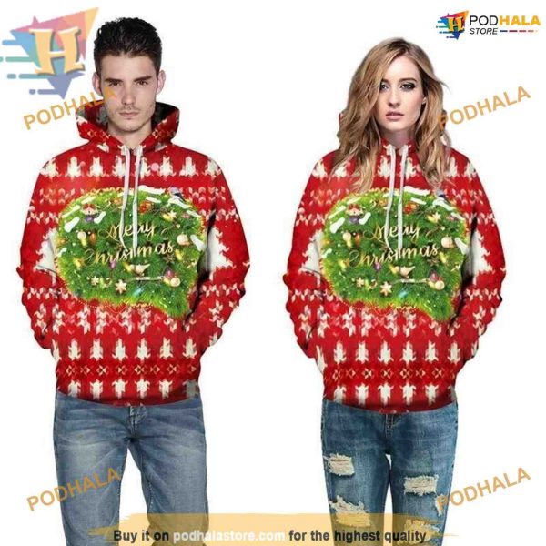 Merry & Bright 3D Christmas Hoodie, Funny Holiday Gift