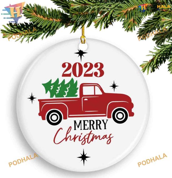 Merry Christmas 2023 Friends Keepsake, Personalized Family Ceramic Decorations