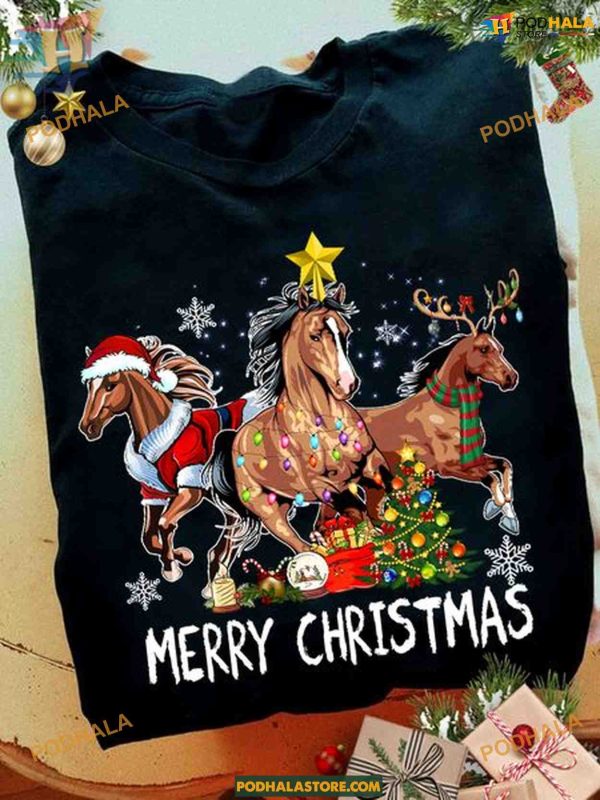 Merry Christmas Horses Shirt, Best Family Christmas Gifts