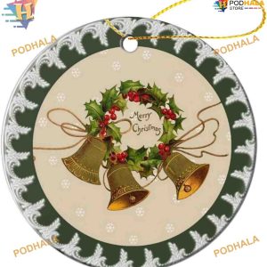 Merry Christmas Wreath 2023, Family Christmas Ornaments, Ceramic Decoration