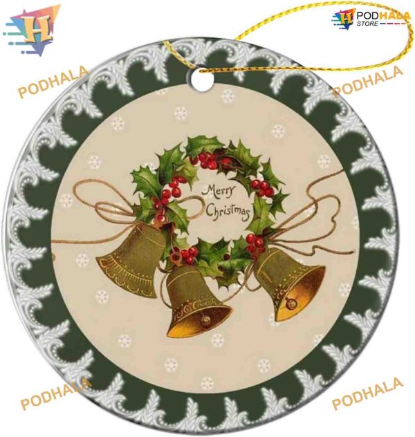 Merry Christmas Wreath 2023, Family Christmas Ornaments, Ceramic Decoration